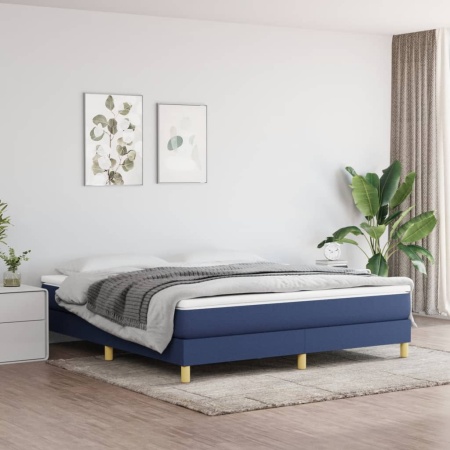 Cadru de pat box spring, albastru, 160x200 cm, textil
