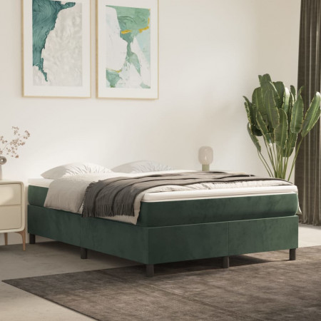 Cadru de pat box spring, verde închis, 140x190 cm, catifea