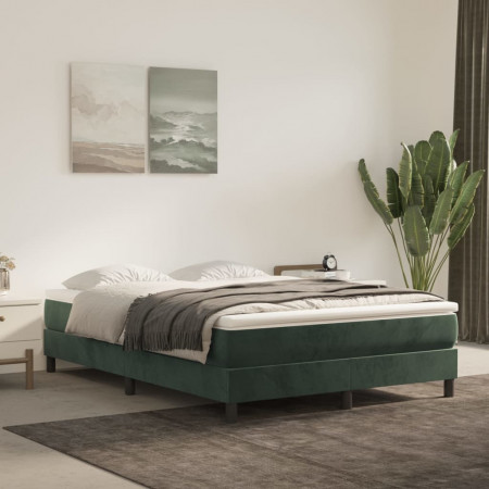 Cadru de pat box spring, verde închis, 140x200 cm, catifea