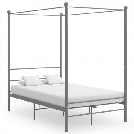 Cadru de pat cu baldachin, gri, 140x200 cm, metal - Img 1