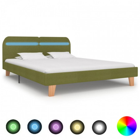 Cadru de pat cu LED-uri, verde, 180 x 200 cm, material textil - Img 1
