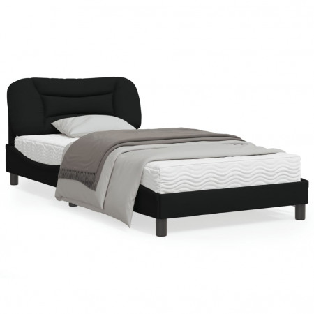 Cadru de pat cu lumini LED, negru, 100x200 cm, textil