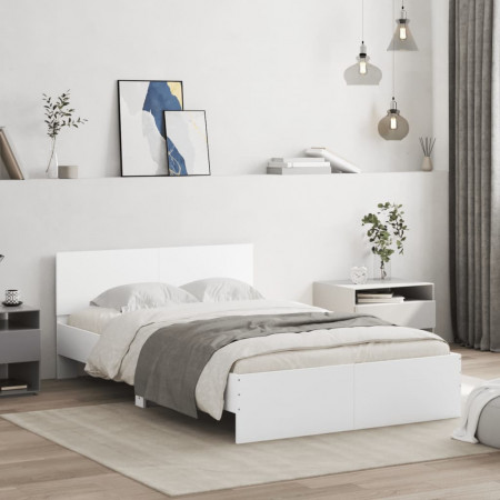 Cadru de pat cu tăblie, alb, 135x190 cm