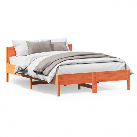 Cadru de pat cu tăblie, maro ceruit, 160x200 cm, lemn masiv pin