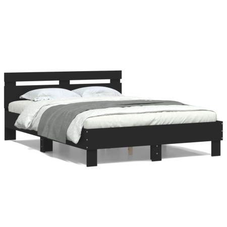 Cadru de pat cu tăblie, negru, 120x190 cm, lemn prelucrat