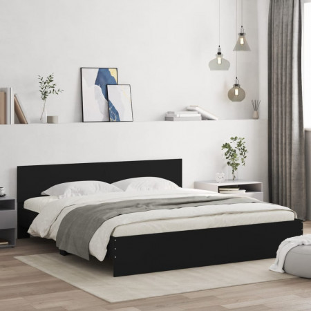 Cadru de pat cu tăblie, negru, 180x200 cm