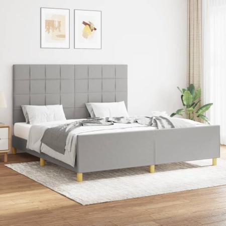 Cadru de pat fără saltea, gri deschis, 160x200 cm, textil