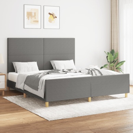 Cadru de pat fără saltea, gri închis, 160x200 cm, textil
