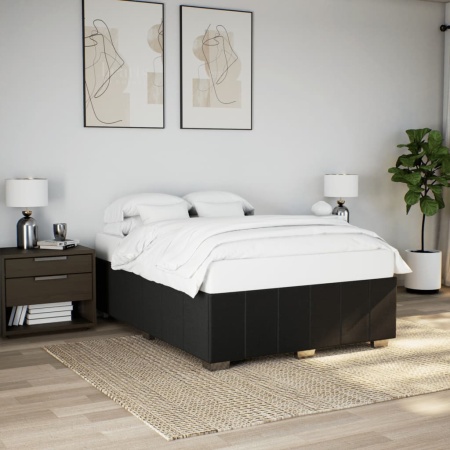 Cadru de pat fără saltea, negru, 140x200 cm, textil