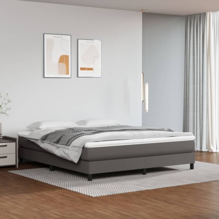 Cadru de pat, gri, 160x200 cm, piele ecologică