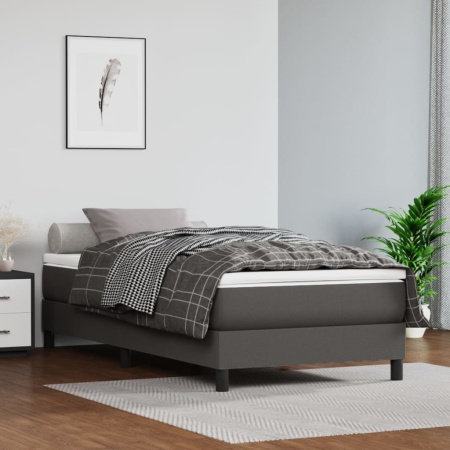Cadru de pat, gri, 90x190 cm, piele ecologică