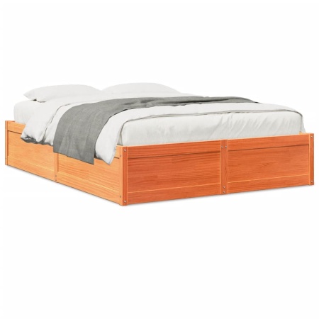 Cadru de pat, maro ceruit, 140x190 cm, lemn masiv de pin