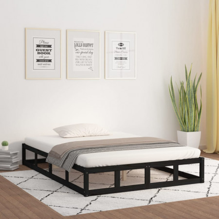 Cadru de pat mic dublu 4FT, negru, 120x190 cm, lemn masiv