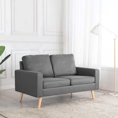 Canapea cu 2 locuri, gri deschis, material textil