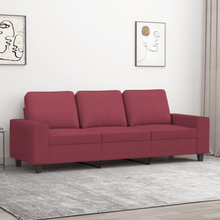 Canapea cu 3 locuri, roșu vin, 180 cm, material textil - Img 1