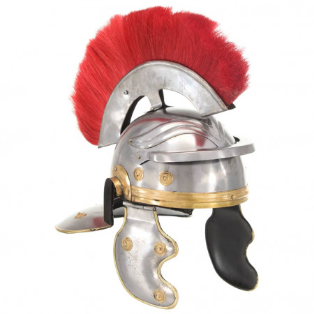 Coif soldat roman antic, joc de rol, argintiu, oțel - Img 1