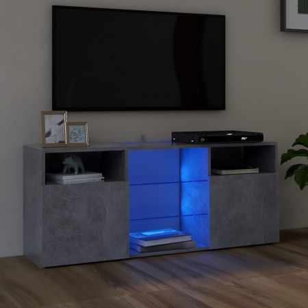 Comodă TV cu lumini LED, gri beton, 120x30x50 cm
