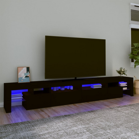 Comodă TV cu lumini LED, negru, 260x36,5x40cm