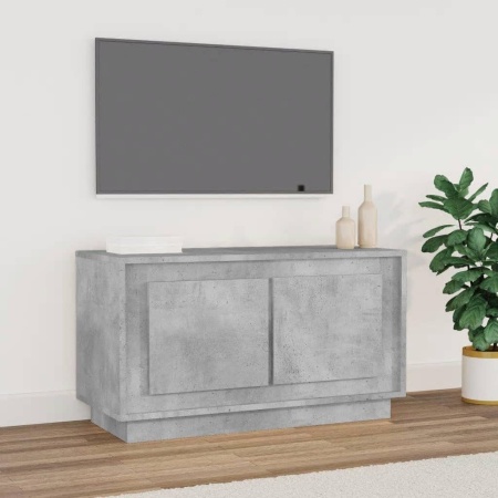 Comodă TV, gri beton, 80x35x45 cm, lemn prelucrat