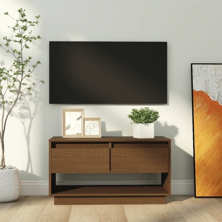 Comodă TV, maro miere, 74x34x40 cm, lemn masiv de pin