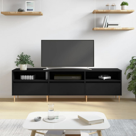 Comodă TV, negru, 150x30x44,5 cm, lemn prelucrat