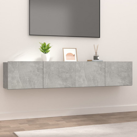 Comode TV, 2 buc., gri beton, 80x30x30 cm, lemn compozit