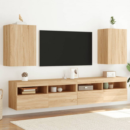 Comode TV de perete, 2 buc., stejar sonoma, 40,5x30x60 cm, lemn - Img 1