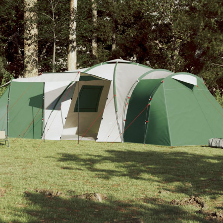 Cort de camping 12 persoane, verde, 840x720x200 cm, tafta 185T - Img 1