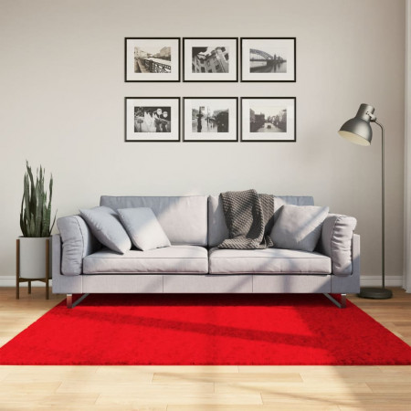 Covor „OVIEDO”, fire scurte, roșu, 160x160 cm