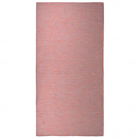 Covor de exterior, roșu, 100x200 cm, țesătură plată