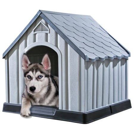 Cușcă pentru câini, gri, 92x87x91 cm, plastic