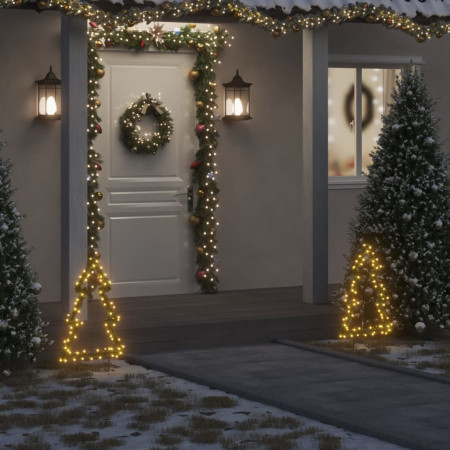 Decorațiune brad cu lumini de Crăciun cu țăruși, 80 LED, 60 cm