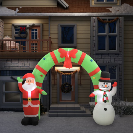 Decorațiune gonflabilă Moș Crăciun și om de zăpadă, LED, 280 cm - Img 1