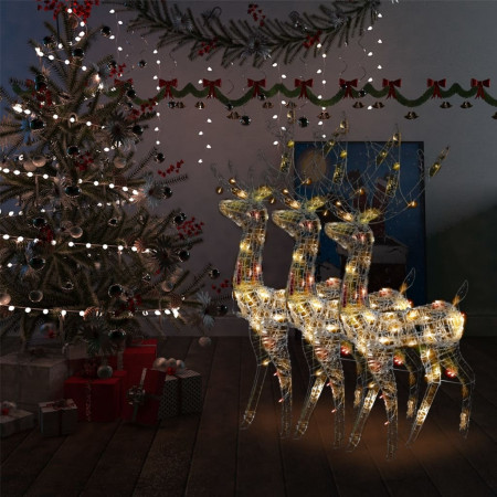 Decorațiuni ren de Crăciun, 3 buc., multicolor, 120 cm, acril