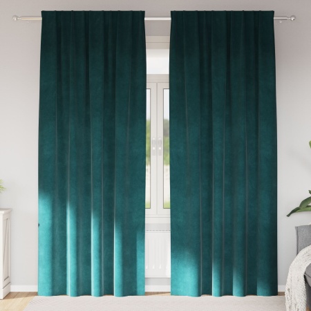 Draperii Blackout cu bandă superioară, 2 buc, catifea verde închis