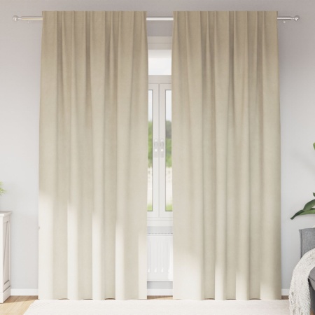 Draperii Blackout cu bandă superioară 2 piese Crema Catifea