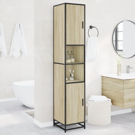 Dulap baie stejar sonoma 35x37,5x188,5 cm lemn prelucrat/metal