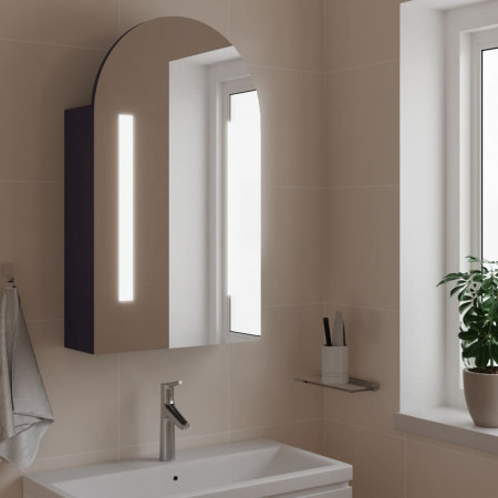 Dulap cu oglindă de baie cu LED, gri, 42x13x70 cm, arcuit - Img 1