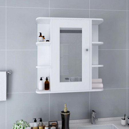 Dulap de baie cu oglindă, alb, 66 x 17 x 63 cm, MDF