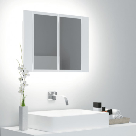 Dulap de baie cu oglindă și LED, alb, 60x12x45 cm acril - Img 1