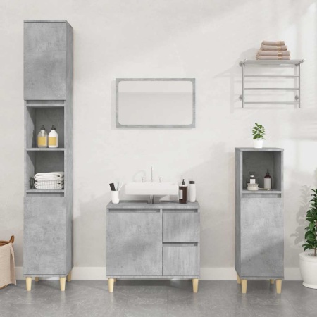 Dulap de baie, gri beton, 65x33x60 cm, lemn prelucrat
