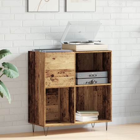 Dulap de discuri, stejar artizanal 84,5x38x90 cm lemn prelucrat