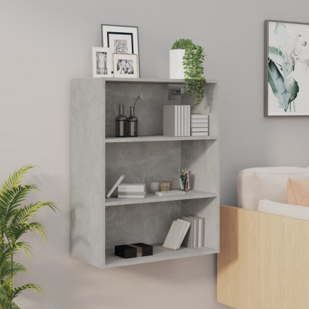 Dulap de perete suspendat, gri beton, 69,5x32,5x90 cm