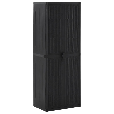 Dulap depozitare de grădină, negru, 65x45x172 cm, PP ratan
