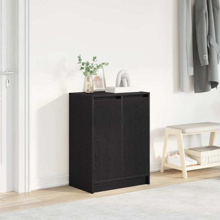 Dulap Pantofi Stejar Negru 57x34x76 cm Lemn prelucrat