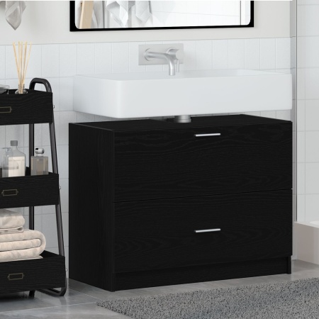 Dulap pentru chiuvetă Negru Stejar 78x37x59 cm Lemn prelucrat