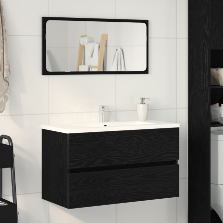 Dulap pentru Chiuvetă Stejar Negru 80x38.5x45 cm Lemn Prelucrat