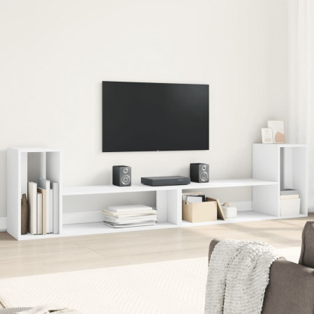 Dulap TV, 2 buc., alb, 100x30x50 cm, lemn prelucrat