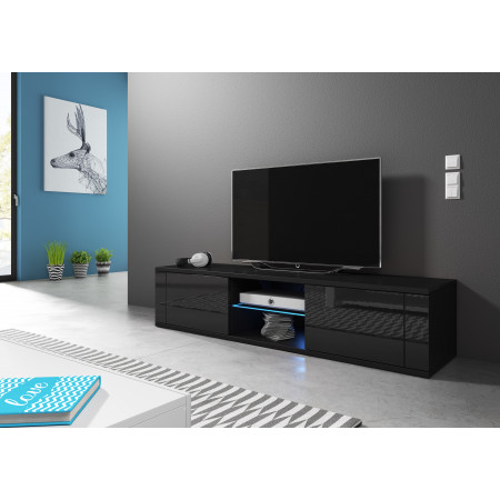 Dulap TV LED Hit alb - negru lucios, 140 cm B 2K - Img 1