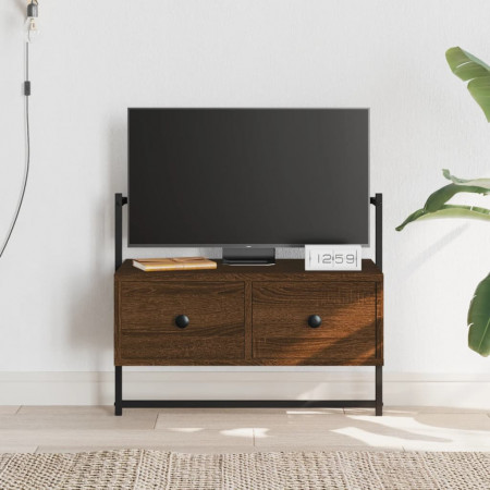 Dulap TV montat pe perete, stejar maro, 60,5x30x51 cm, lemn